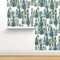 Woodland Pine Trees White Winter Christmas Snowy Watercolor Green Holiday Forest Custom Removable Wallpaper by Spoonflower Peel & Stick Wallpaper 2FT Wide